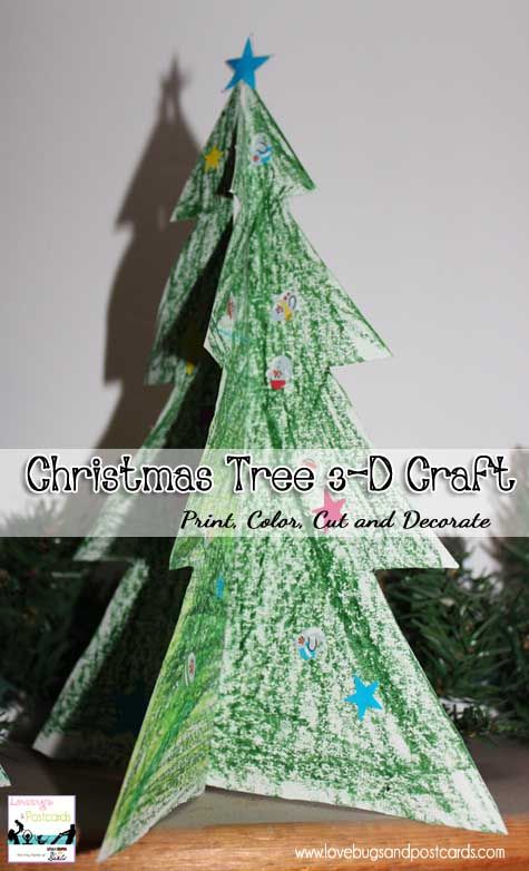 Printable Coloring Page Christmas Tree 3-D Craft