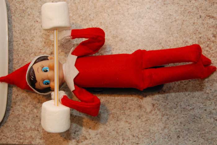 Elf on the Shelf Ideas – Lifting Weights