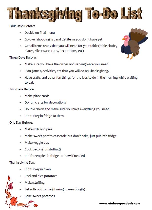 Thanksgiving To Do List - take the stress out by planning ahead ...
