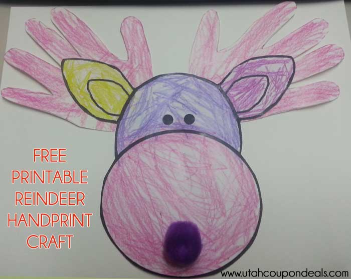 Printable Reindeer Face Craft (Antlers or Handprints)