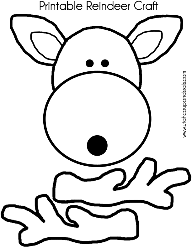 Printable Reindeer Face Craft (Antlers or Handprints)