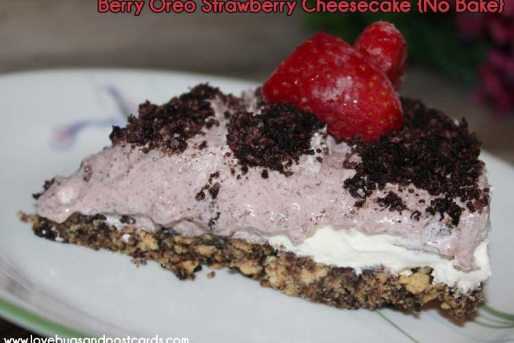 Berry Oreo Strawberry {No Bake} Cheesecake Recipe