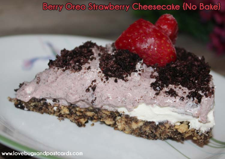 Berry Oreo Strawberry {No Bake} Cheesecake Recipe