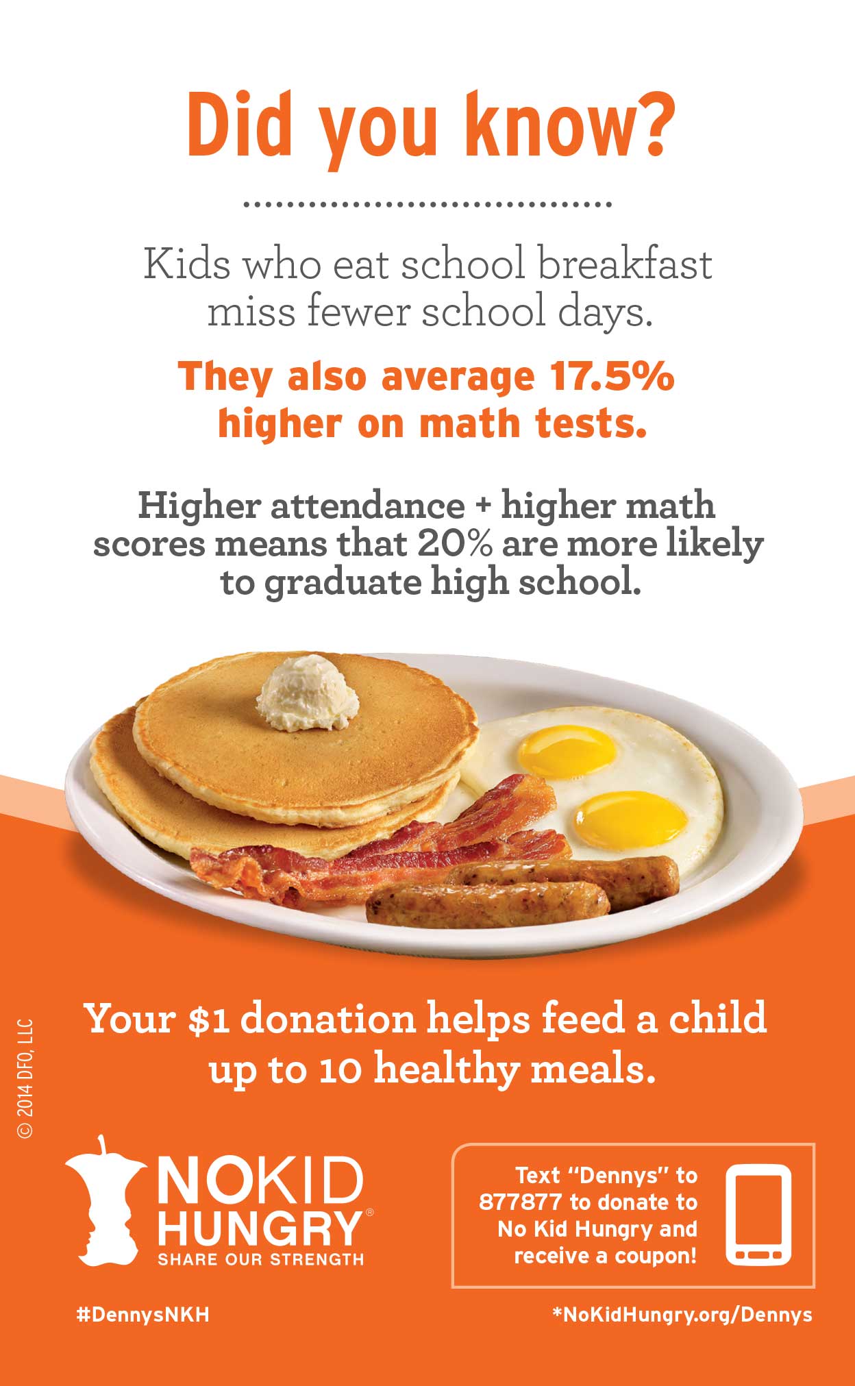Help end Childhood hunger at Denny's and the No Kid Hungry campaign