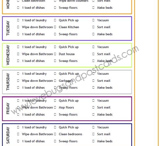 Weekly Cleaning Checklist Printable