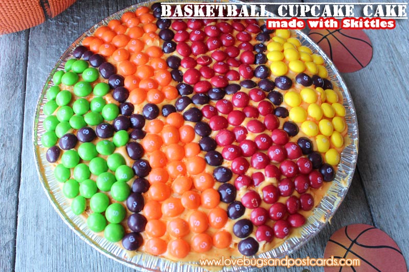 Basketball Cupcake Cake (made with Skittles)