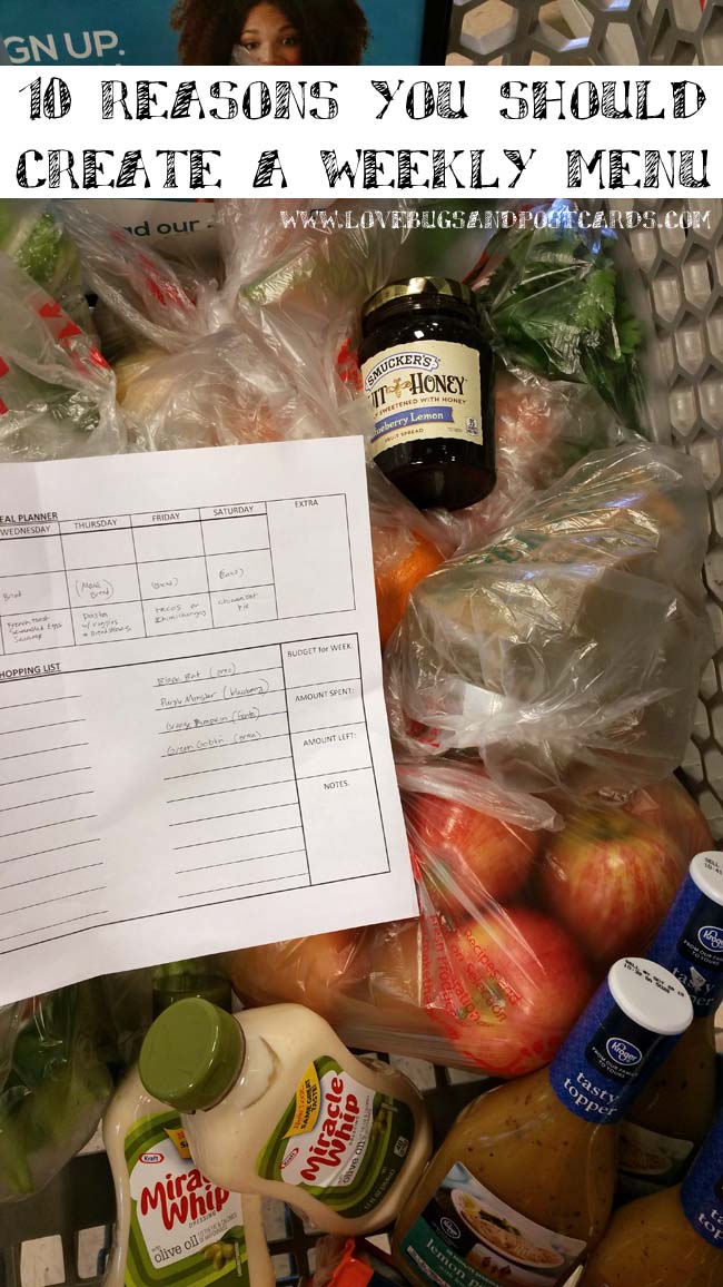 10 reasons you should create a weekly menu