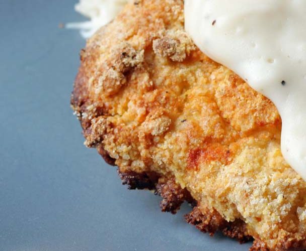 Chicken fried steak with cornbread crust