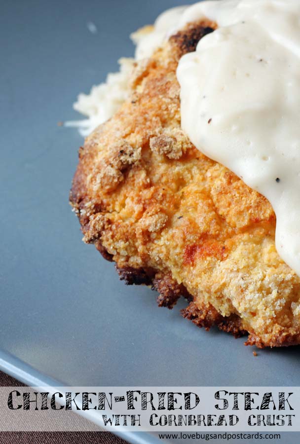 Chicken fried steak with cornbread crust