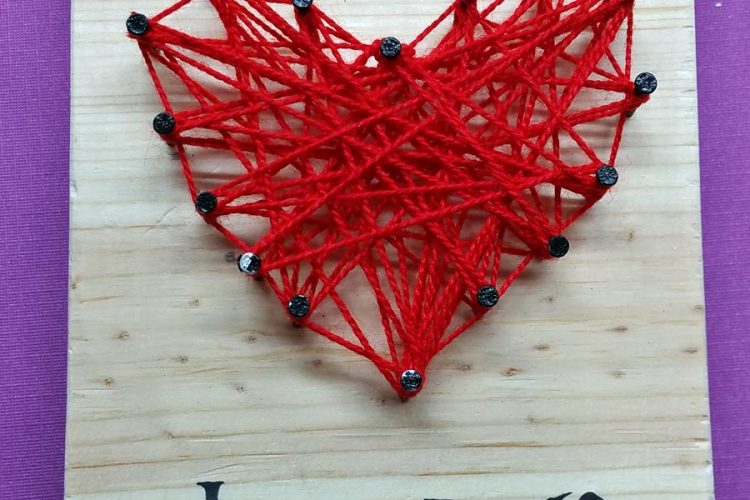 DIY String Art Valentines Heart Craft