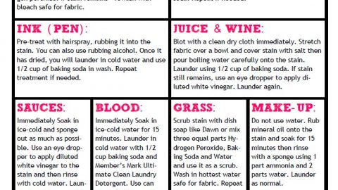 Laundry Stain Removal Guide {Free Printable}