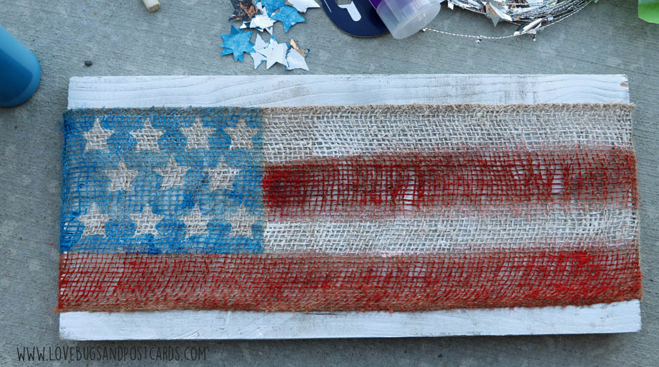 DIY Painted Burlap Flag Board