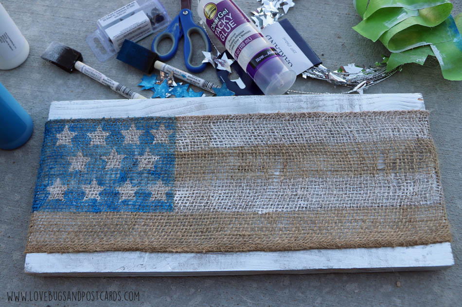 DIY Painted Burlap Flag Board