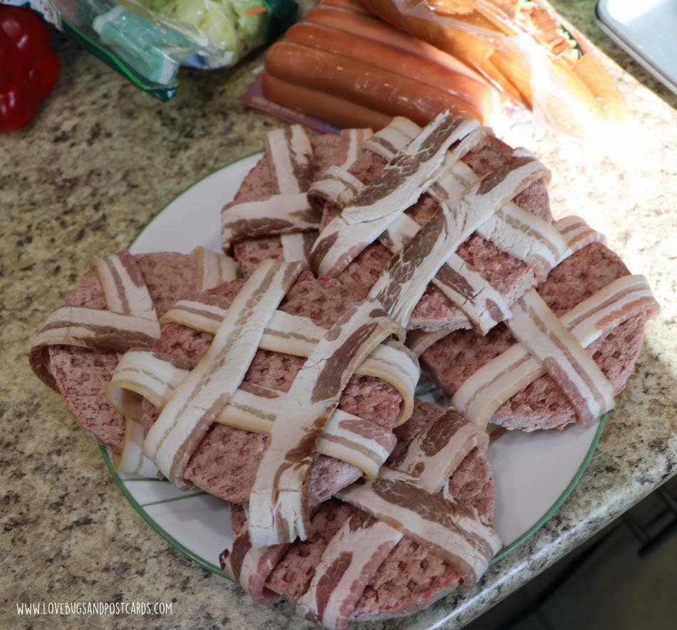 Bacon Wrapped Burgers and Flag Sugar Cookies