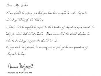 Harry Potter Acceptance Letter