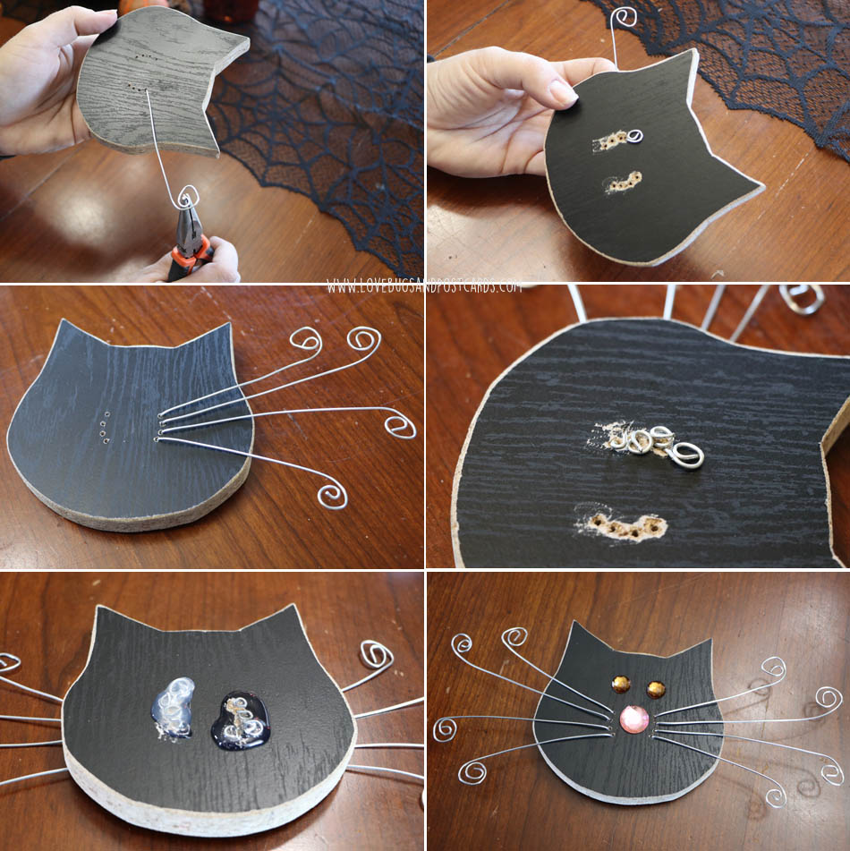 DIY Wood Black Cat Photo Holder