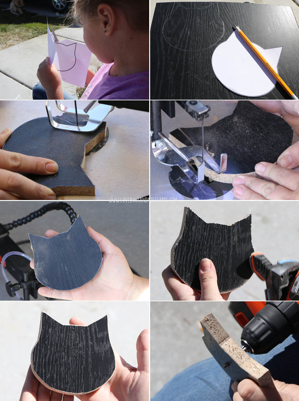 DIY Wood Black Cat Photo Holder