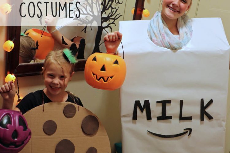 DIY Milk and Cookies costume made with boxes