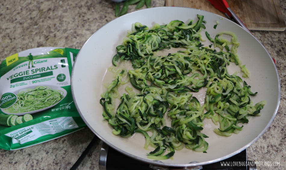 Zucchini Noodle Stir Fry Recipe made with Grilled Chicken