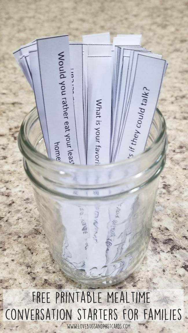 Free printable mealtime conversation starters for families