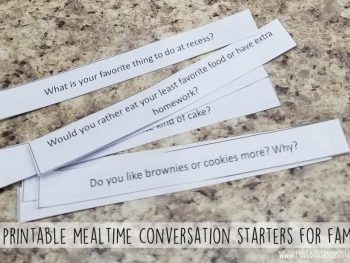 Free printable mealtime conversation starters for families