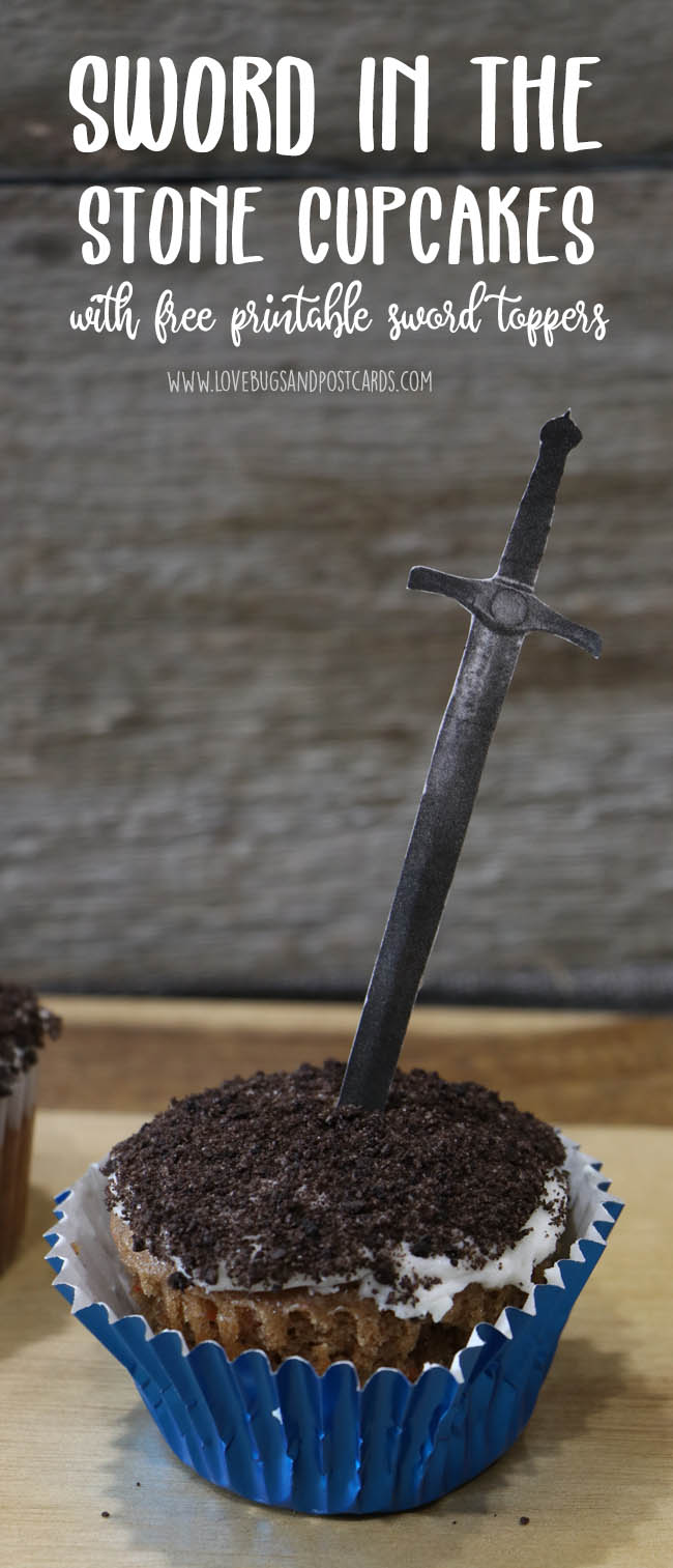 Sword in the Stone Cupcake Topper (with free printable swords)