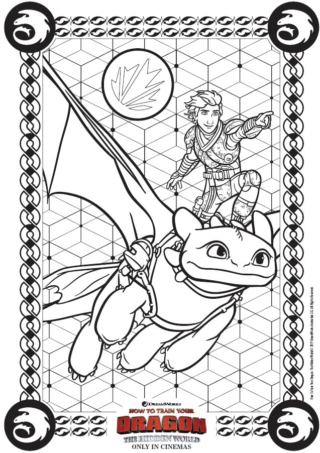 How to Train Your Dragon: The Hidden World Activity Sheets - Toothless and Hiccup coloring page