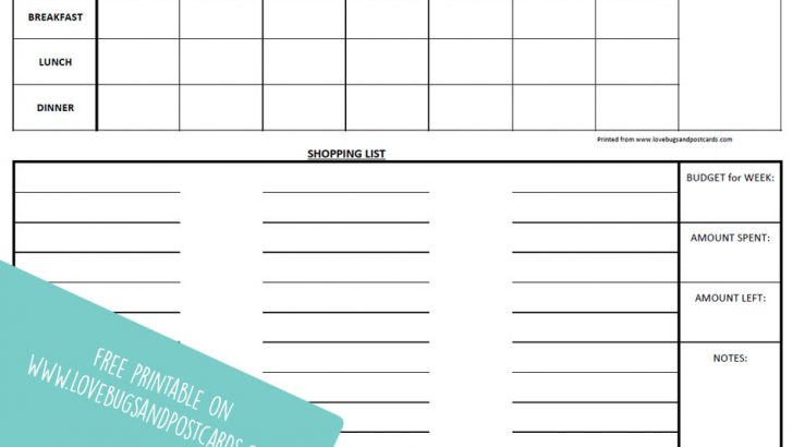 Free Printable Menu Planner and Shopping List Maker