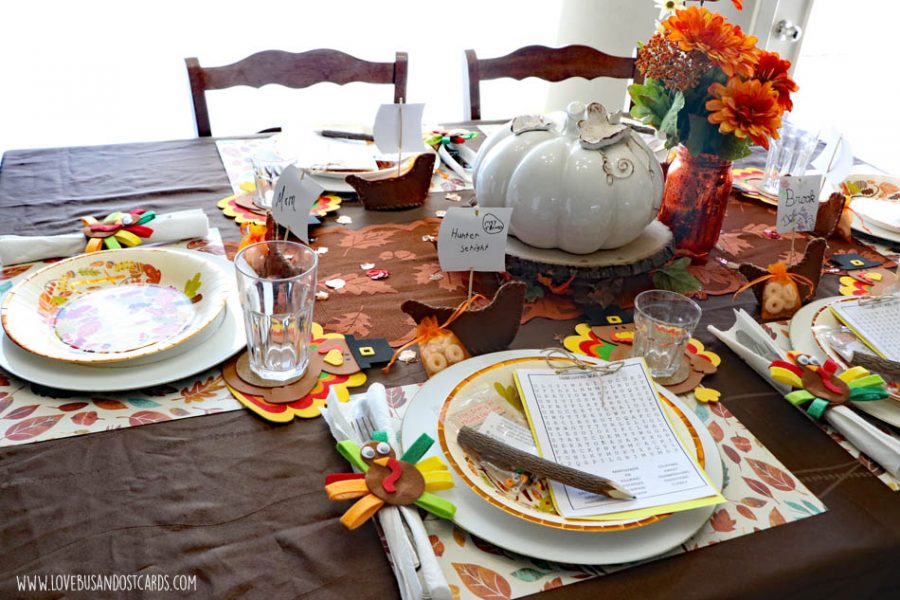 Thanksgiving Table Settings (kid-friendly) + Thanksgiving Activity Sheets for Kids