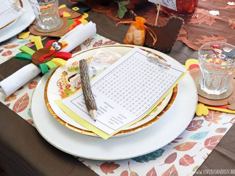 Thanksgiving Printables and Table settings for kids