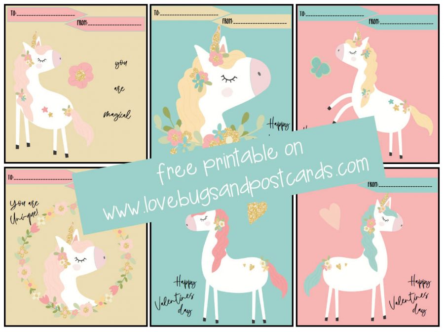 Unicorn Valentine Cards Printable {free}