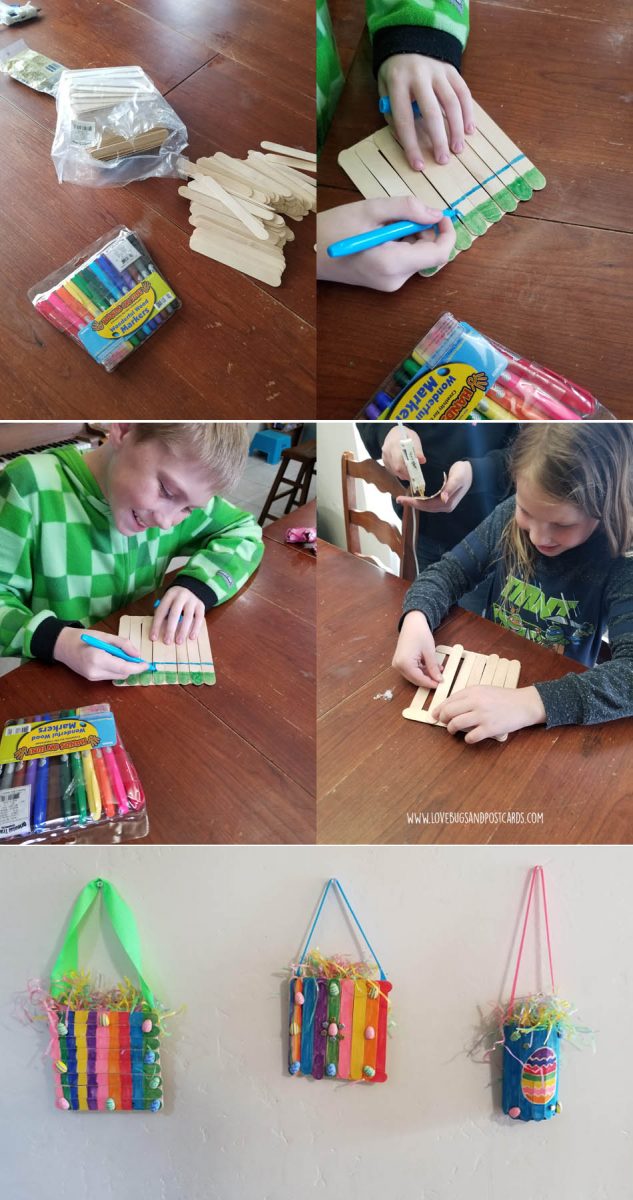 Wood stick Easter basket