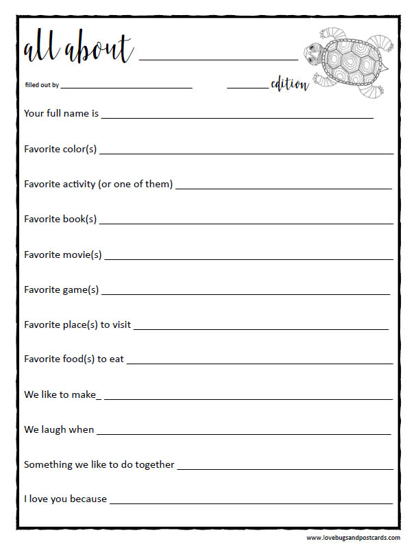 All about Mom printable (plus bonus All about kids)