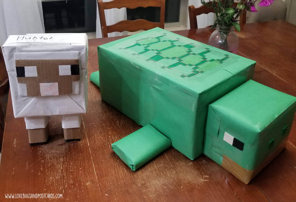 Now we have a Minecraft Turtle Valentine's Box and a Minecraft Sheep Valentine's Box