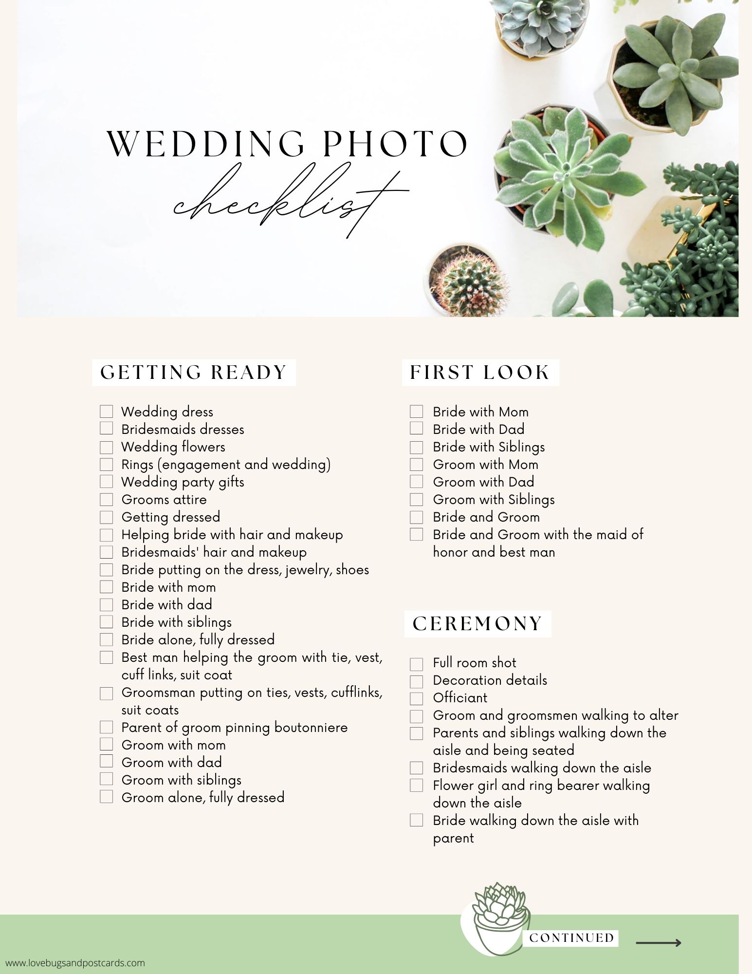 wedding photo checklist printable