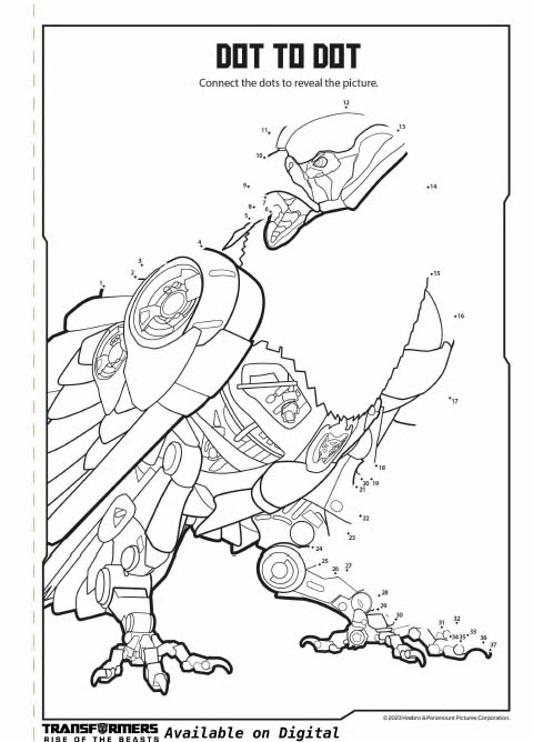 Transformers: Rise of the Beasts activity sheets