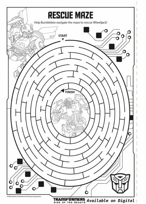 Transformers: Rise of the Beasts activity sheets