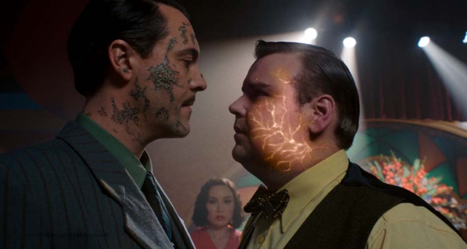Intense face-to-face confrontation between Spider-Noir characters in a dark setting.
Spider‑Noir Parents Guide